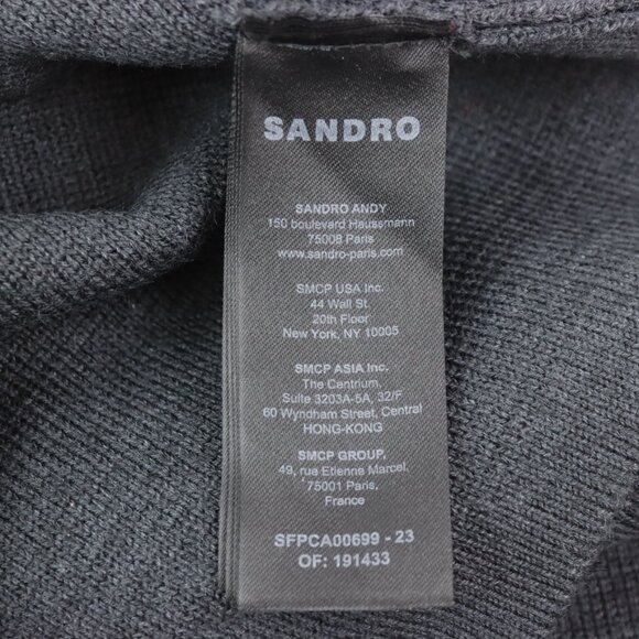 NWT Sandro Wool Blend Knit Cardigan w/ Detachable Ruffle Collar in Anthracite XS - Picture 9 of 10
